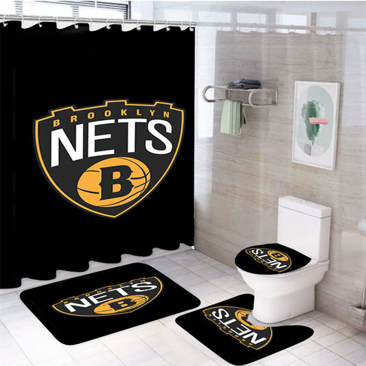 Brooklyn Nets B Nets 4Pcs Bathroom Set Shower Curtain