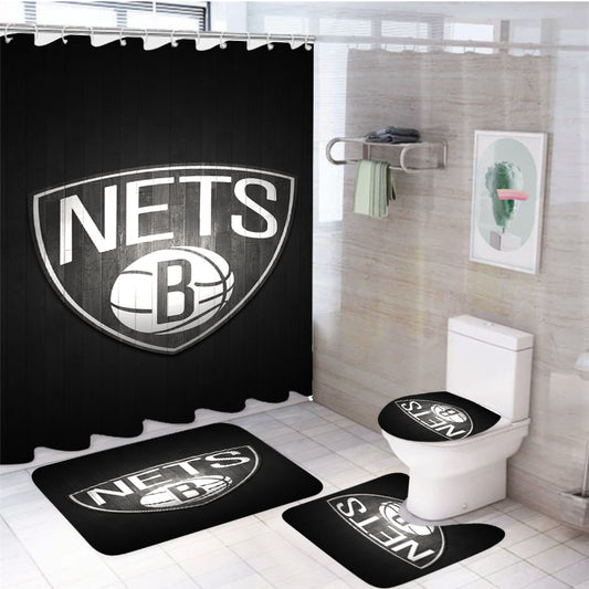 Brooklyn Nets Hardwood 2 4Pcs Bathroom Set Shower Curtain