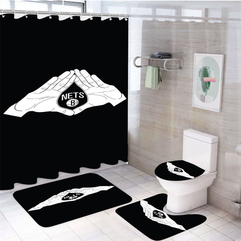 Brooklyn Nets Logo According To Jay 4Pcs Bathroom Set Shower Curtain