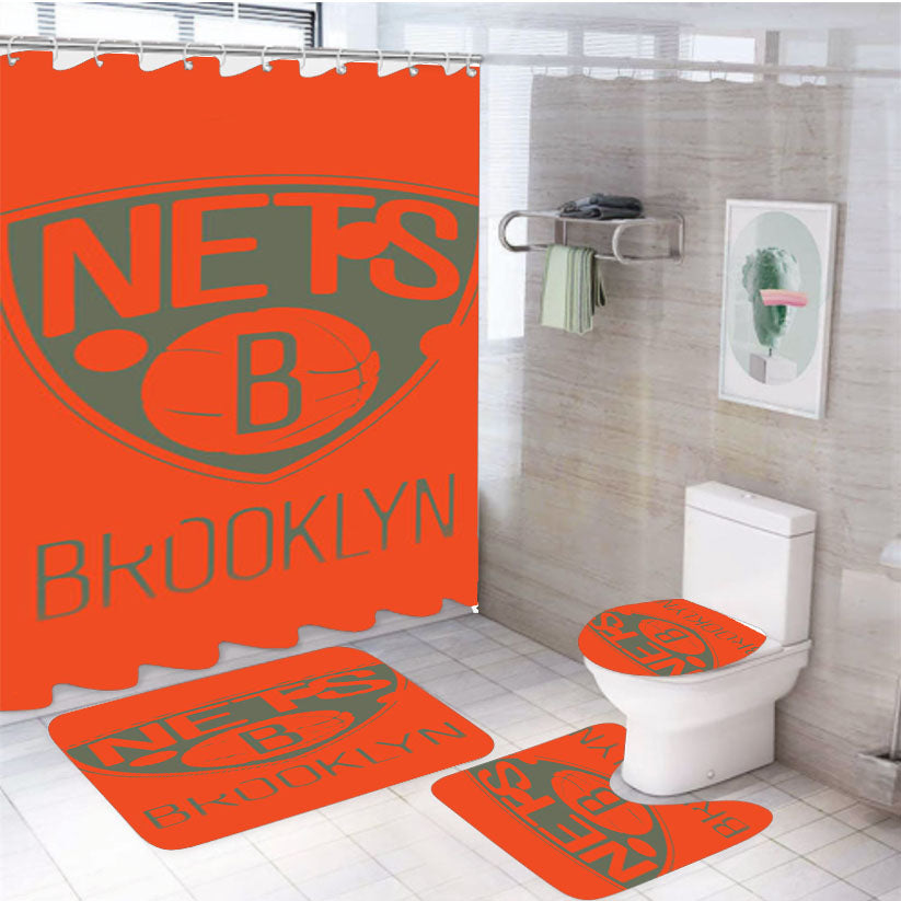 Brooklynnets 4Pcs Bathroom Set Shower Curtain