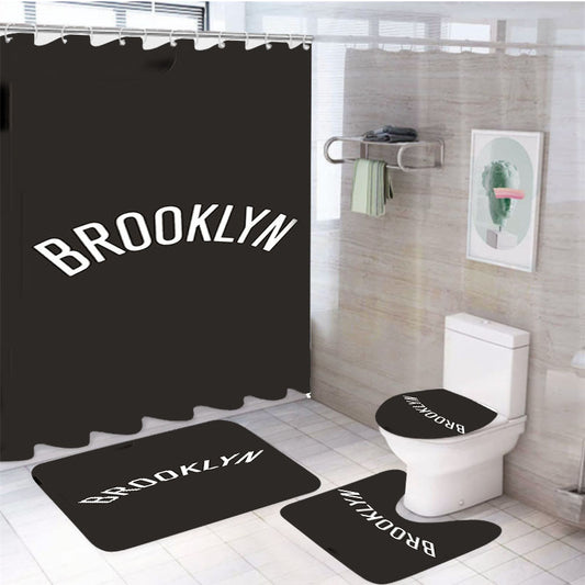 Brown Brooklyn 4Pcs Bathroom Set Shower Curtain