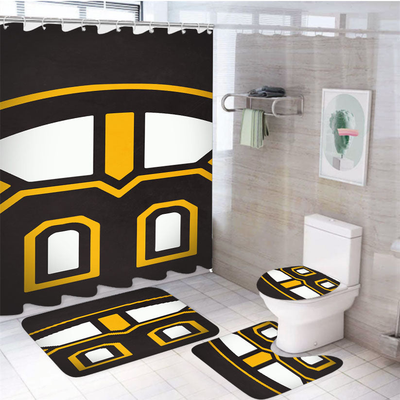 Bruins Boston Logo Texture 4Pcs Bathroom Set Shower Curtain