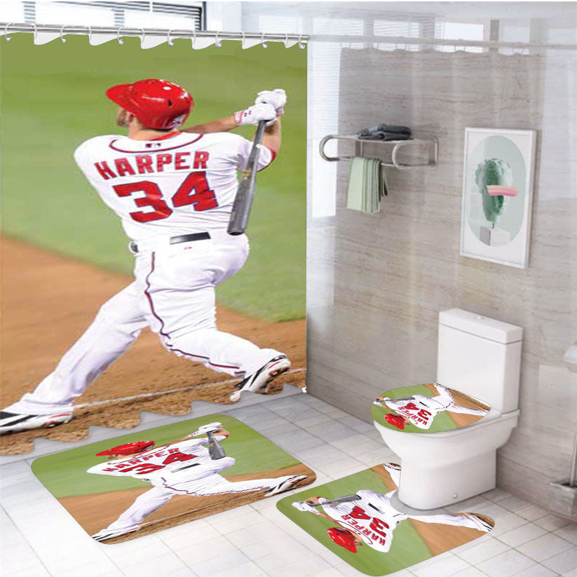Bryce Harper 4Pcs Bathroom Set Shower Curtain