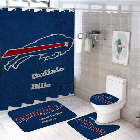 Buffalo Bills 4Pcs Bathroom Set Shower Curtain