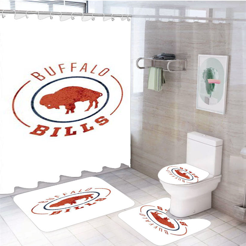 Buffalo Bills Concentric Logo 4Pcs Bathroom Set Shower Curtain