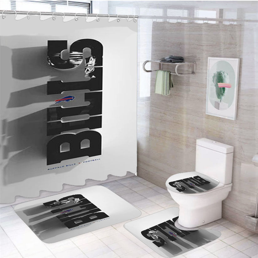 Buffalo Bills Emblem 4Pcs Bathroom Set Shower Curtain