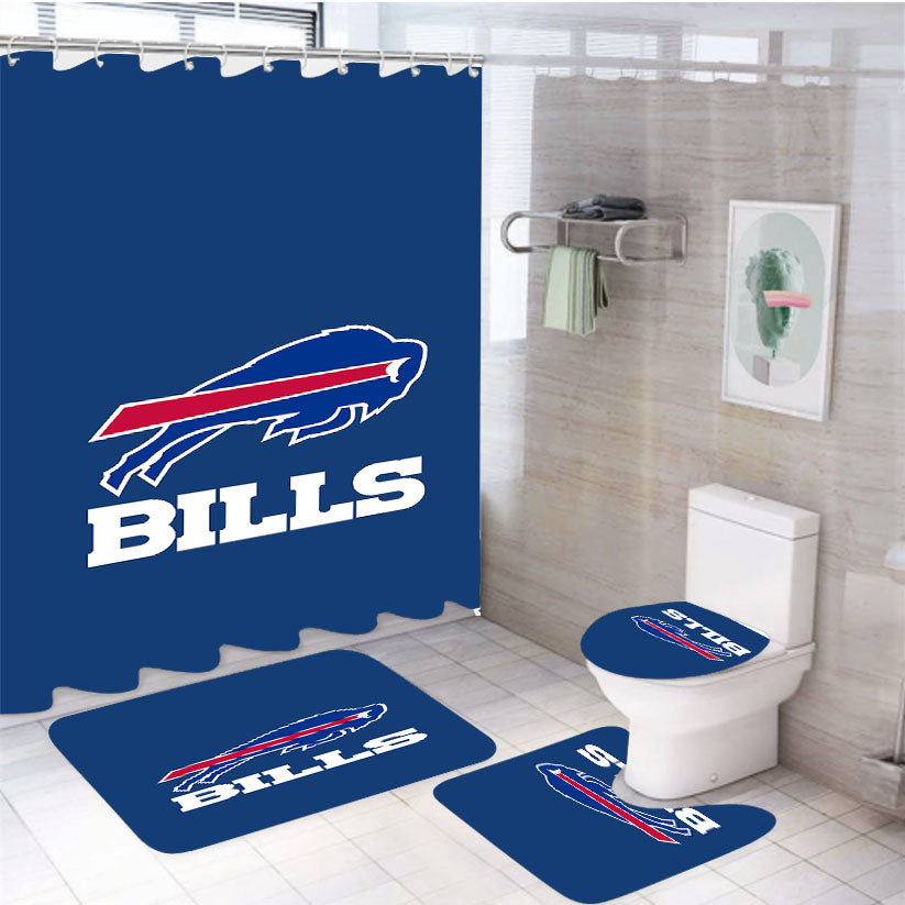 Buffalo Bills Emblem Pattern 4Pcs Bathroom Set Shower Curtain