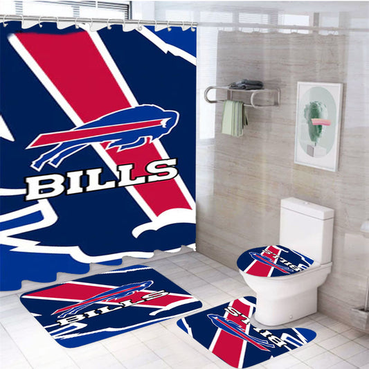 Buffalo Bills Football Team 4Pcs Bathroom Set Shower Curtain