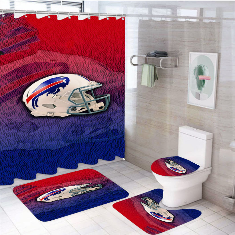 Buffalo Bills Helmet 4Pcs Bathroom Set Shower Curtain