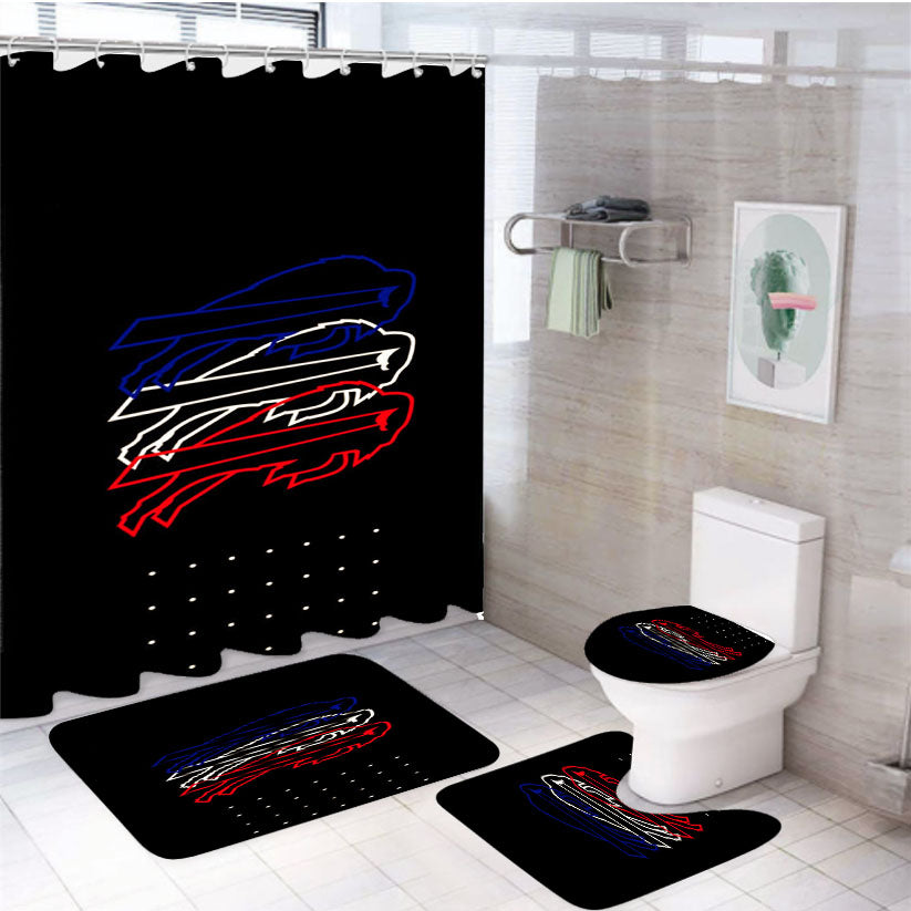 Buffalo Bills Logo 77 4Pcs Bathroom Set Shower Curtain