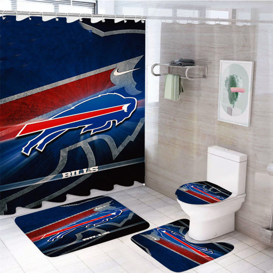 Buffalo Bills Logo Nike 4Pcs Bathroom Set Shower Curtain