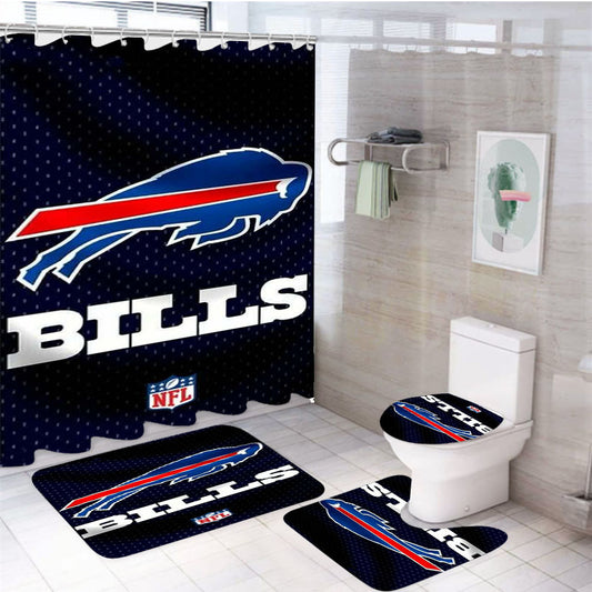 Buffalo Bills Nfl Team 4Pcs Bathroom Set Shower Curtain