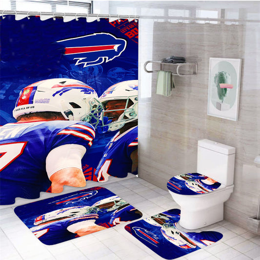 Buffalo Bills Taylor Squad 4Pcs Bathroom Set Shower Curtain