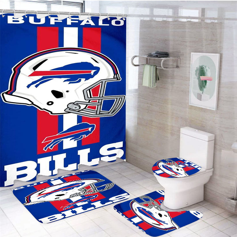 Buffalo Bills Team 4Pcs Bathroom Set Shower Curtain