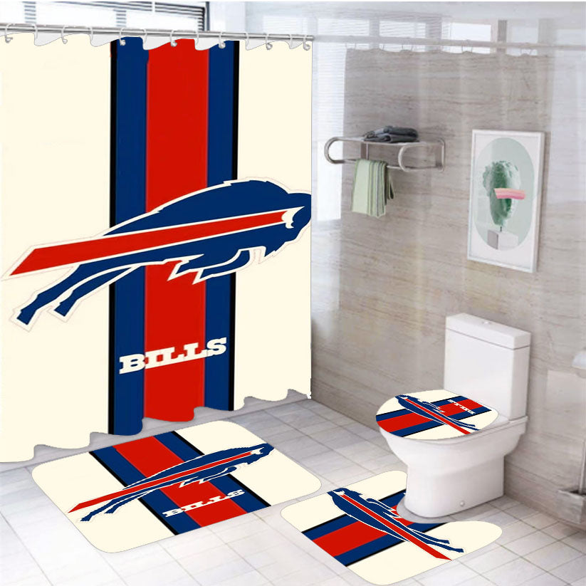 Buffalo Bills White 4Pcs Bathroom Set Shower Curtain