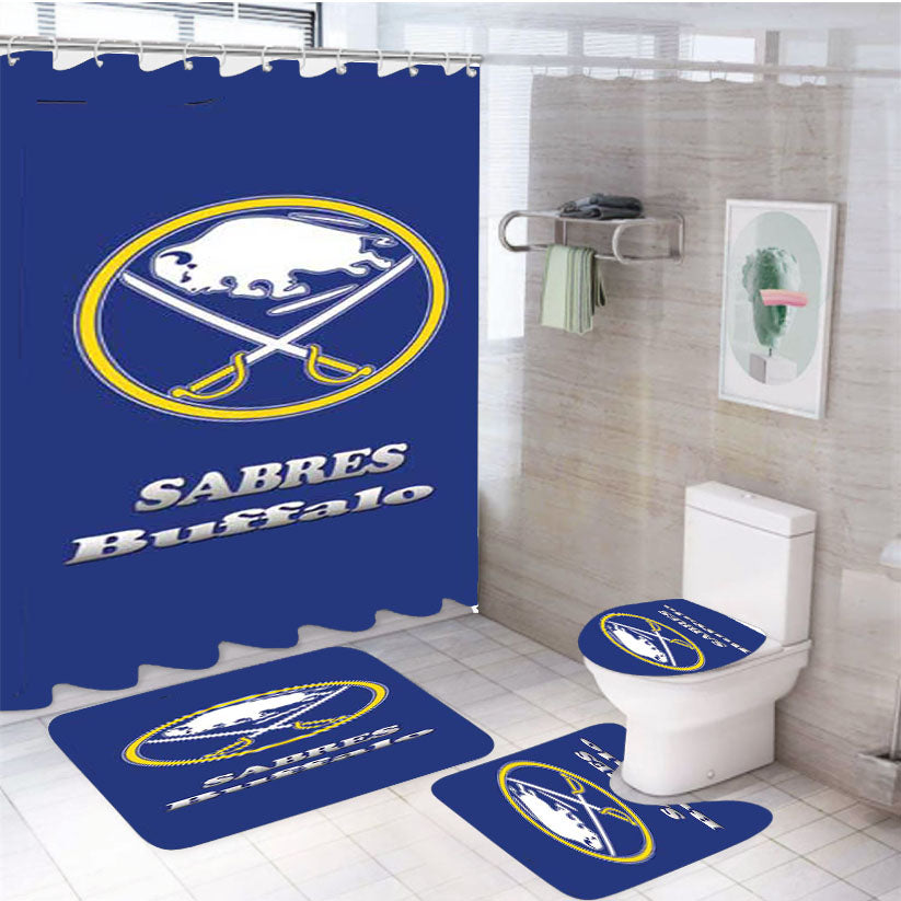 Buffalo Sabres Logo On Blue 4Pcs Bathroom Set Shower Curtain