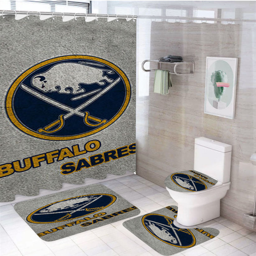 Buffalo Sabres Logo On Wall 4Pcs Bathroom Set Shower Curtain