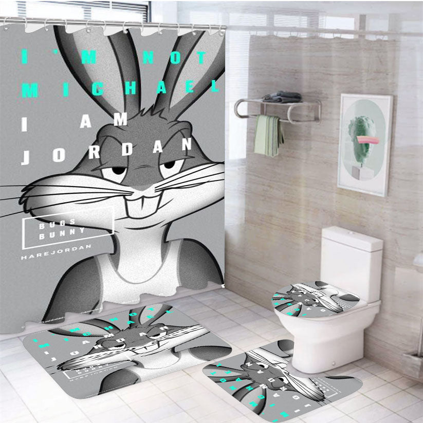 Bugs Bunny Not Jordan Space 4Pcs Bathroom Set Shower Curtain