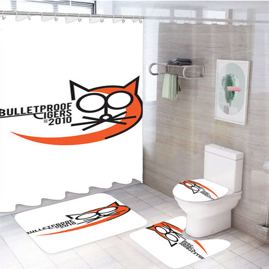 Bulletprof Tigers Baseball Logo White 4Pcs Bathroom Set Shower Curtain