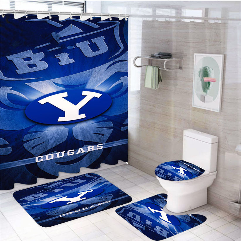 Byu Cougars 4Pcs Bathroom Set Shower Curtain