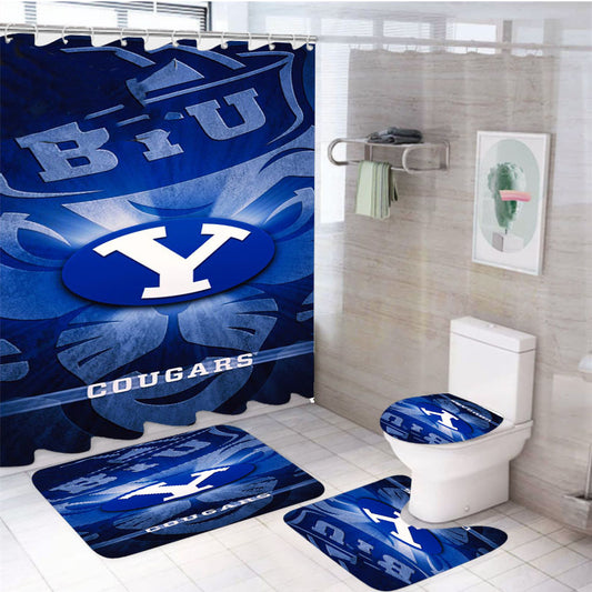 Byu Cougars 4Pcs Bathroom Set Shower Curtain