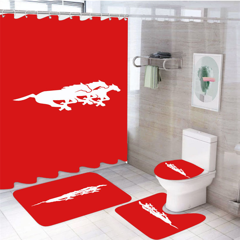 Calgary Stampeders 4Pcs Bathroom Set Shower Curtain