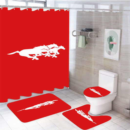 Calgary Stampeders 4Pcs Bathroom Set Shower Curtain