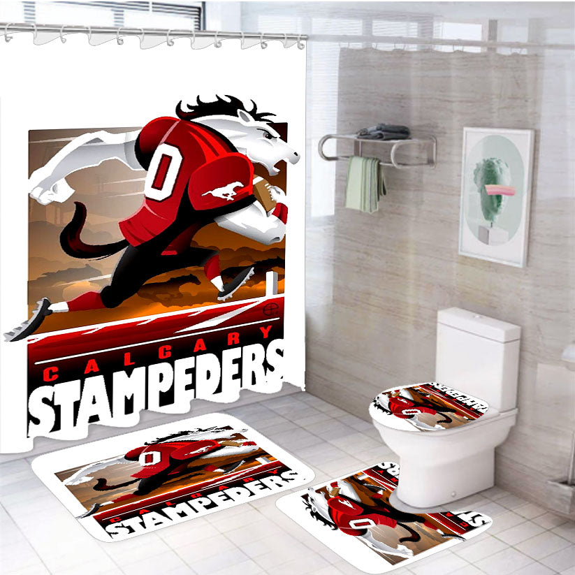 Calgary Stampeders Nfl Team 4Pcs Bathroom Set Shower Curtain