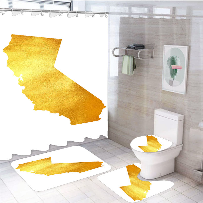 California Golden State Map 4Pcs Bathroom Set Shower Curtain