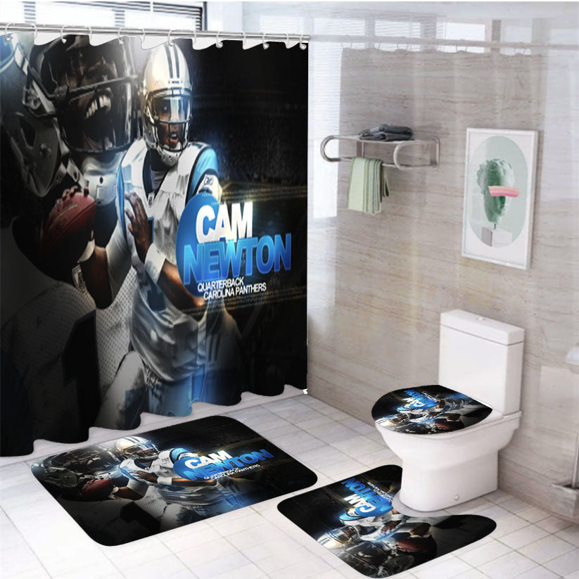 Cam Newton Carolina Panthers 2 4Pcs Bathroom Set Shower Curtain