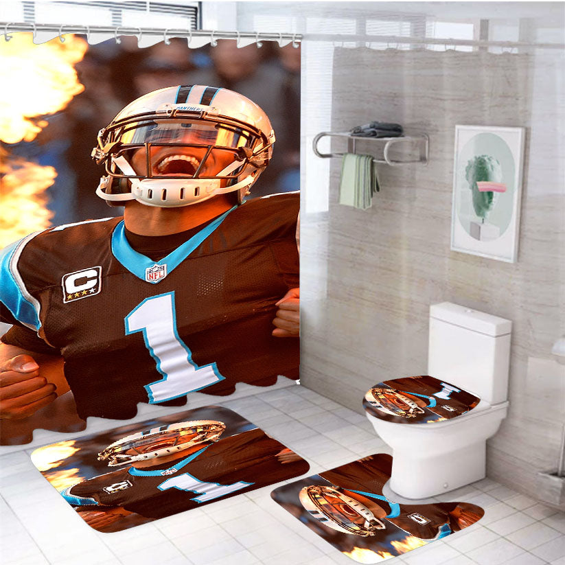 Cam Newton On Fire 2 4Pcs Bathroom Set Shower Curtain