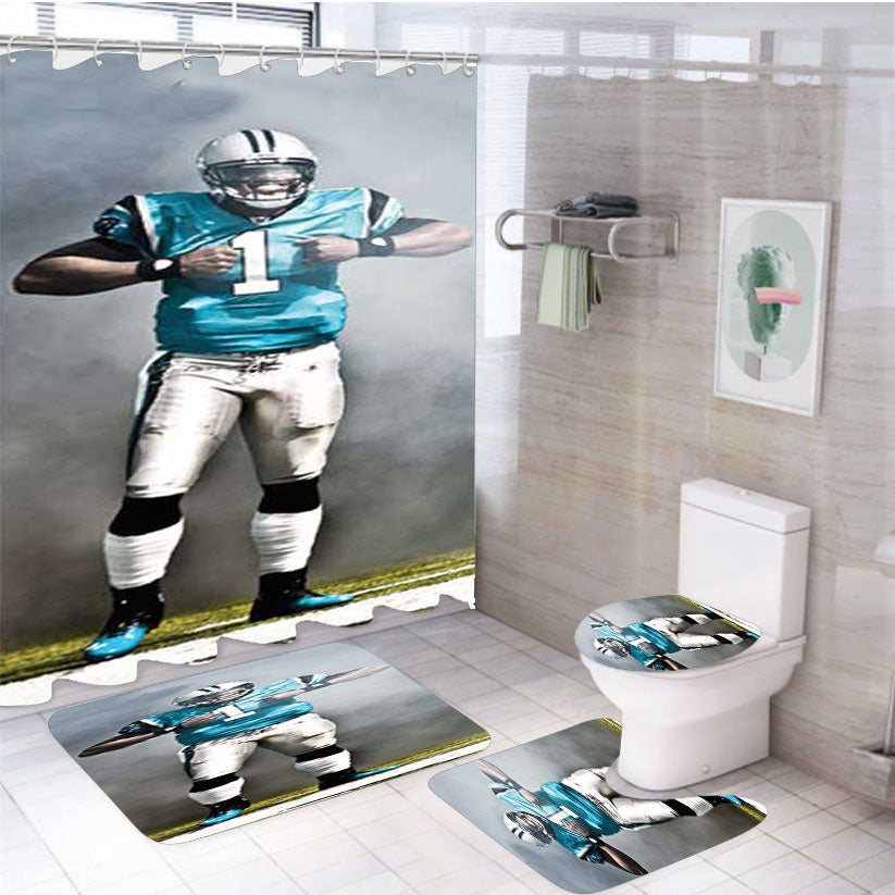 Cam Newton Smoke Ripping Open 4Pcs Bathroom Set Shower Curtain