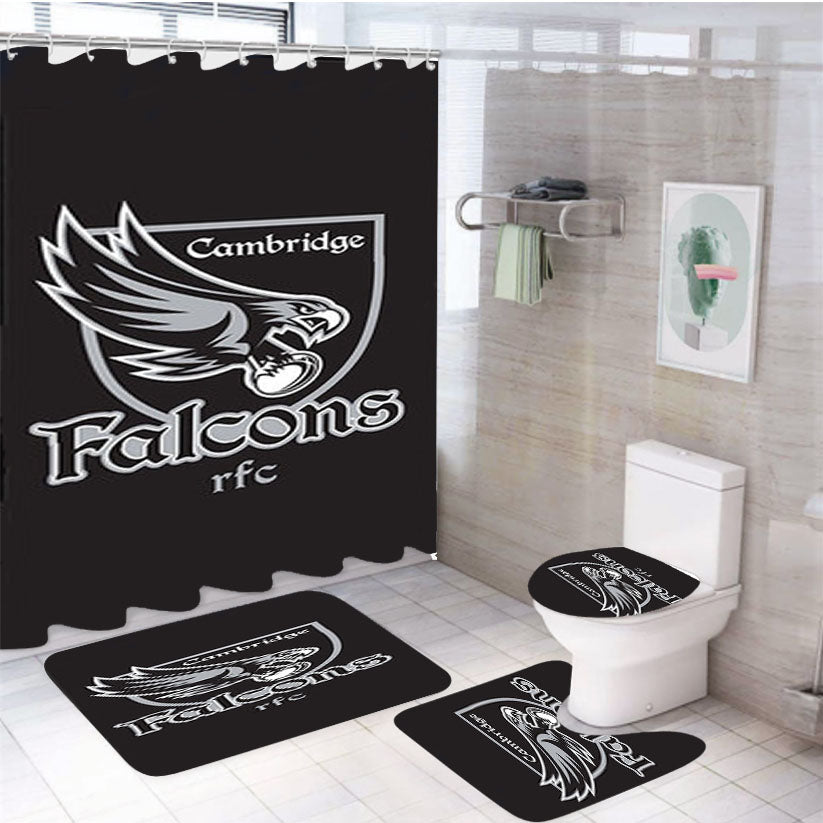 Cambridge Falcons Logo Grey 4Pcs Bathroom Set Shower Curtain