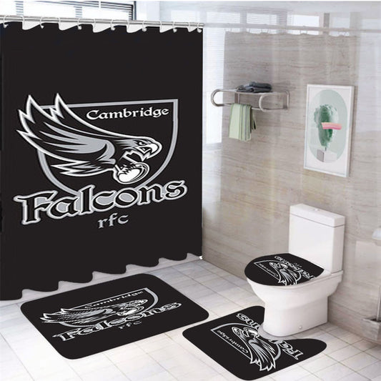 Cambridge Falcons Logo Grey 4Pcs Bathroom Set Shower Curtain