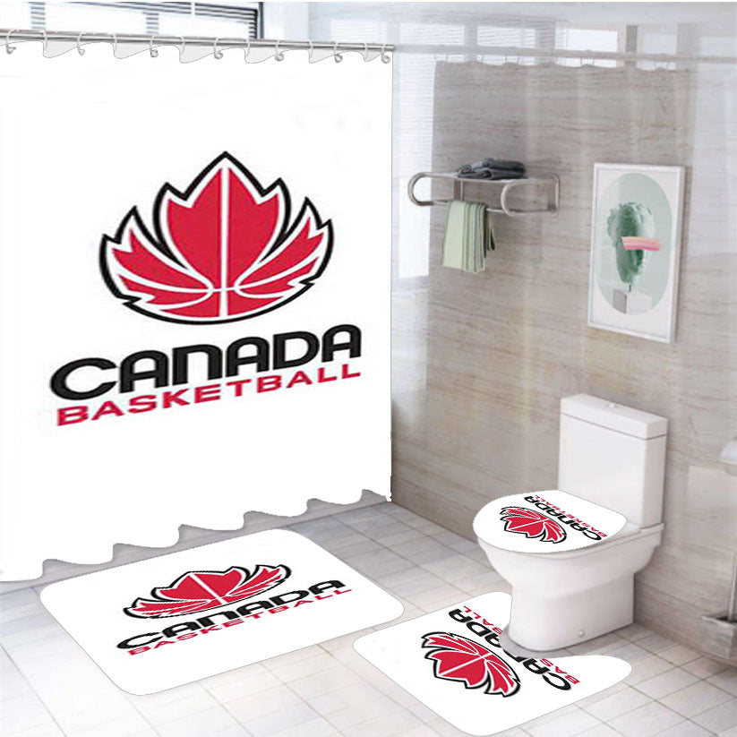 Canada Basketball 4Pcs Bathroom Set Shower Curtain
