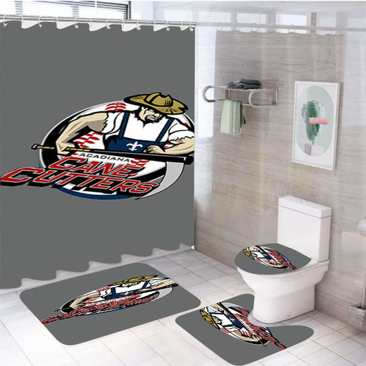 Cane Cutters Baseball Logo Gray 4Pcs Bathroom Set Shower Curtain