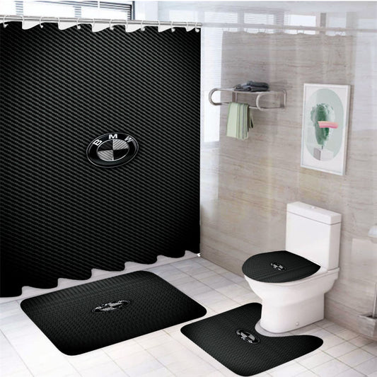 Carbon Fiber Bmwcarbon Fiber Bmw 4Pcs Bathroom Set Shower Curtain