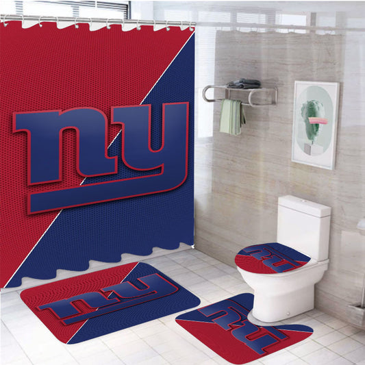 Carbon Fiber Wallpapers New York Giants Red And Blue 4Pcs Bathroom Set Shower Curtain