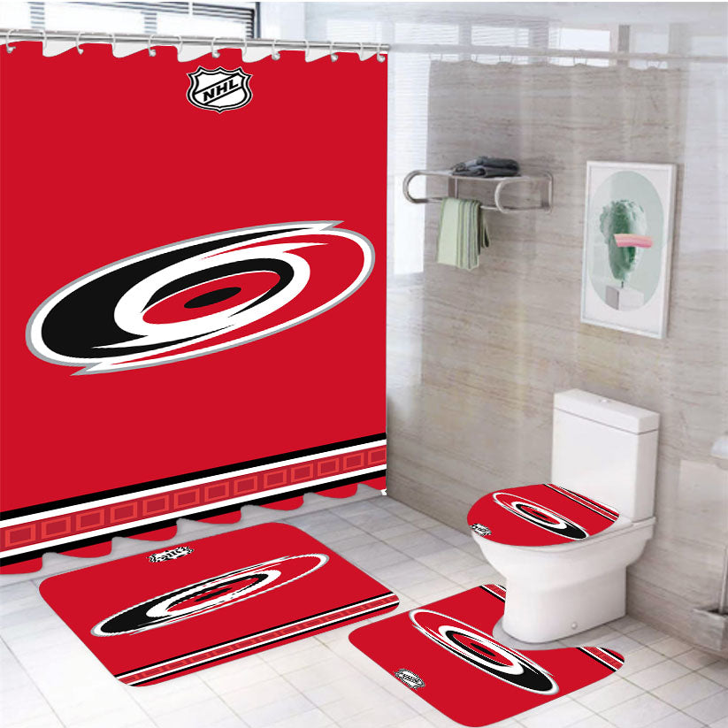Carolina Hurricanes 4Pcs Bathroom Set Shower Curtain