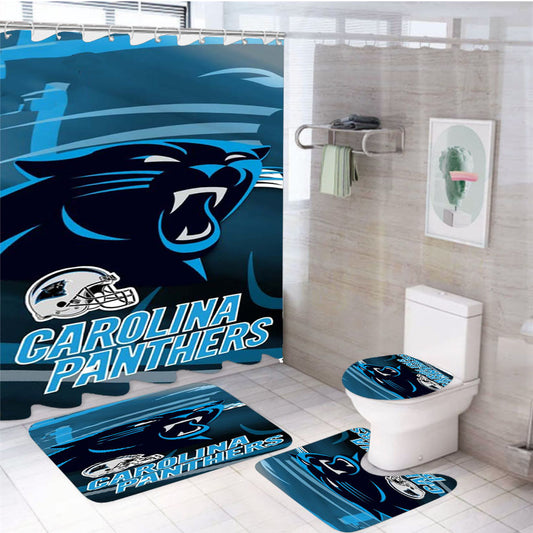 Carolina Panthers 4Pcs Bathroom Set Shower Curtain