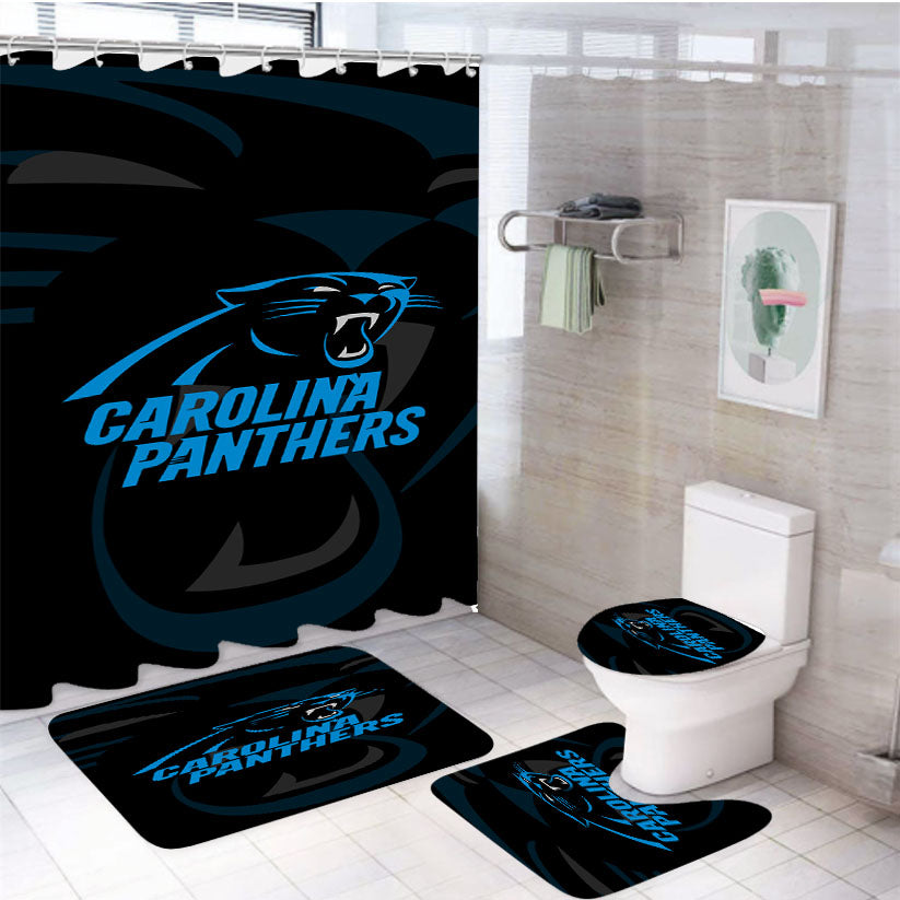Carolina Panthers Logo 4Pcs Bathroom Set Shower Curtain