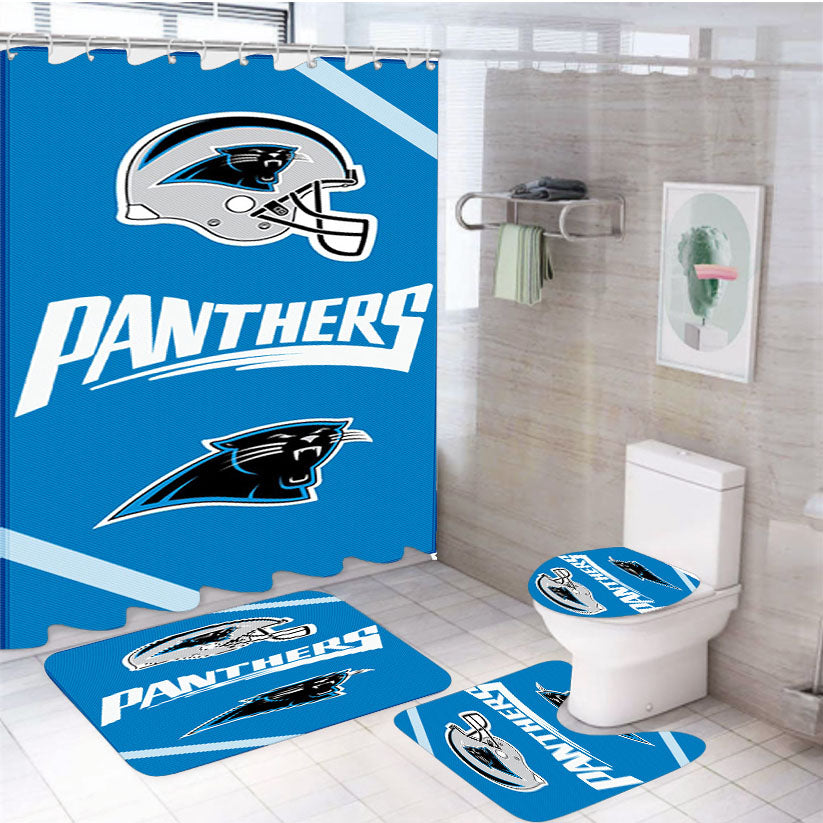 Carolina Panthers Wallpaper 4Pcs Bathroom Set Shower Curtain