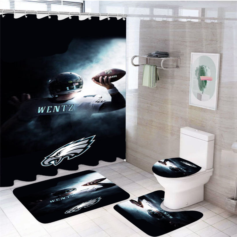 Carson Wentz Philadelphia Eagles 4Pcs Bathroom Set Shower Curtain