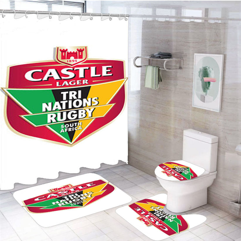 Castle Lager Tri Nations Rugby Logo 4Pcs Bathroom Set Shower Curtain