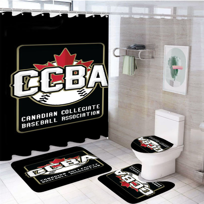Ccba Baseball 4Pcs Bathroom Set Shower Curtain