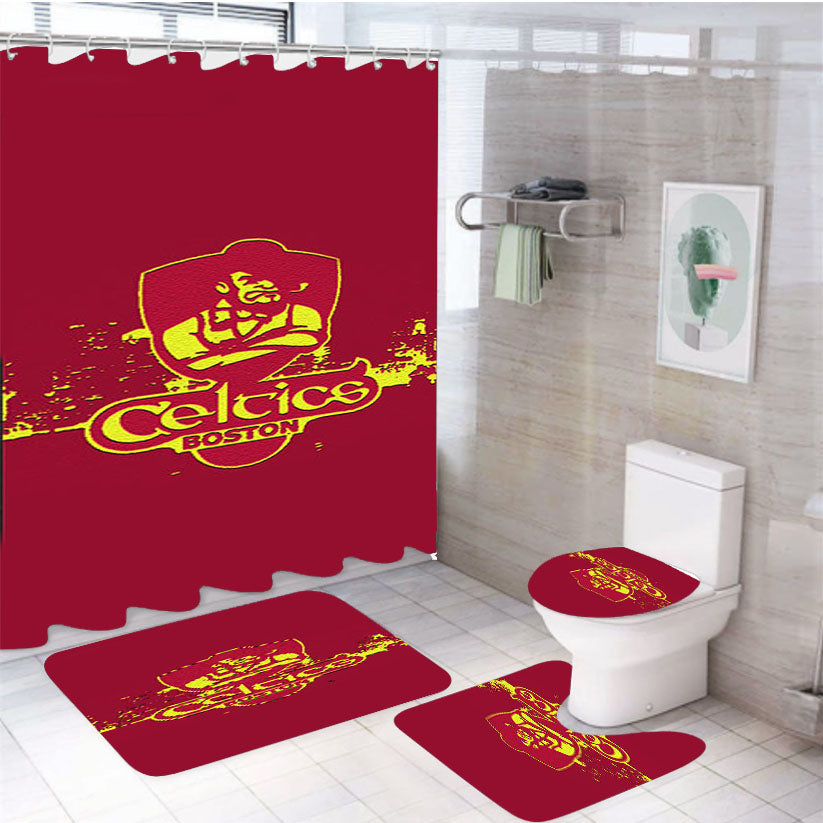 Celtics Boston 4Pcs Bathroom Set Shower Curtain