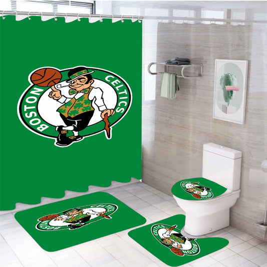 Celtics Boston Logo 4Pcs Bathroom Set Shower Curtain