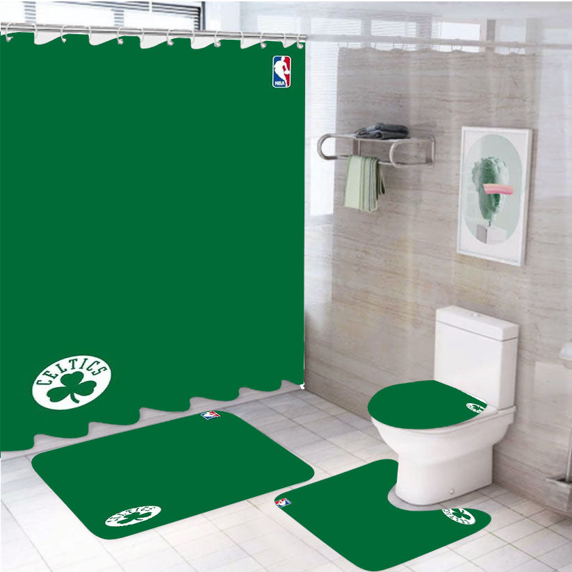Celtics Nba Basketball Green 4Pcs Bathroom Set Shower Curtain