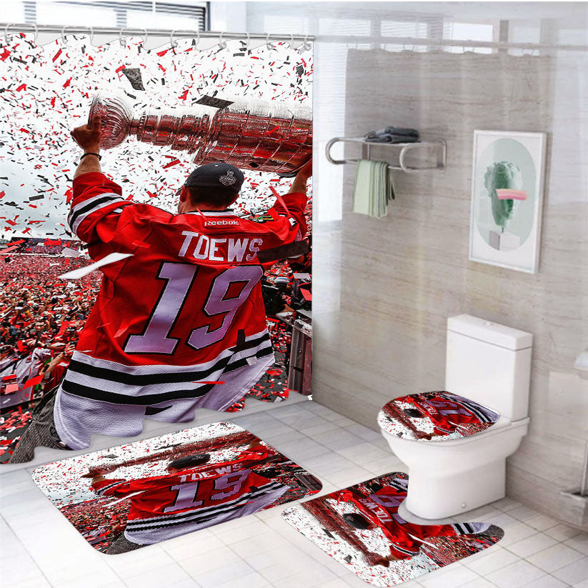 Ceremony Chicagoblackhawks Hockey 4Pcs Bathroom Set Shower Curtain
