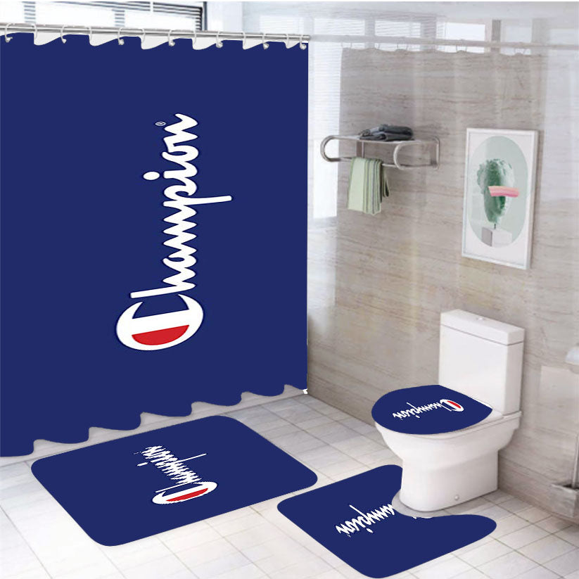 Champion Logo 4Pcs Bathroom Set Shower Curtain